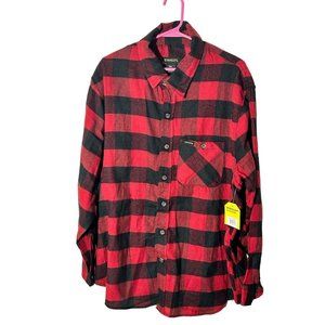 Stanley Workwear Flannel Shirt Men 2XL Buffalo Check Lightweight Red Black NWT